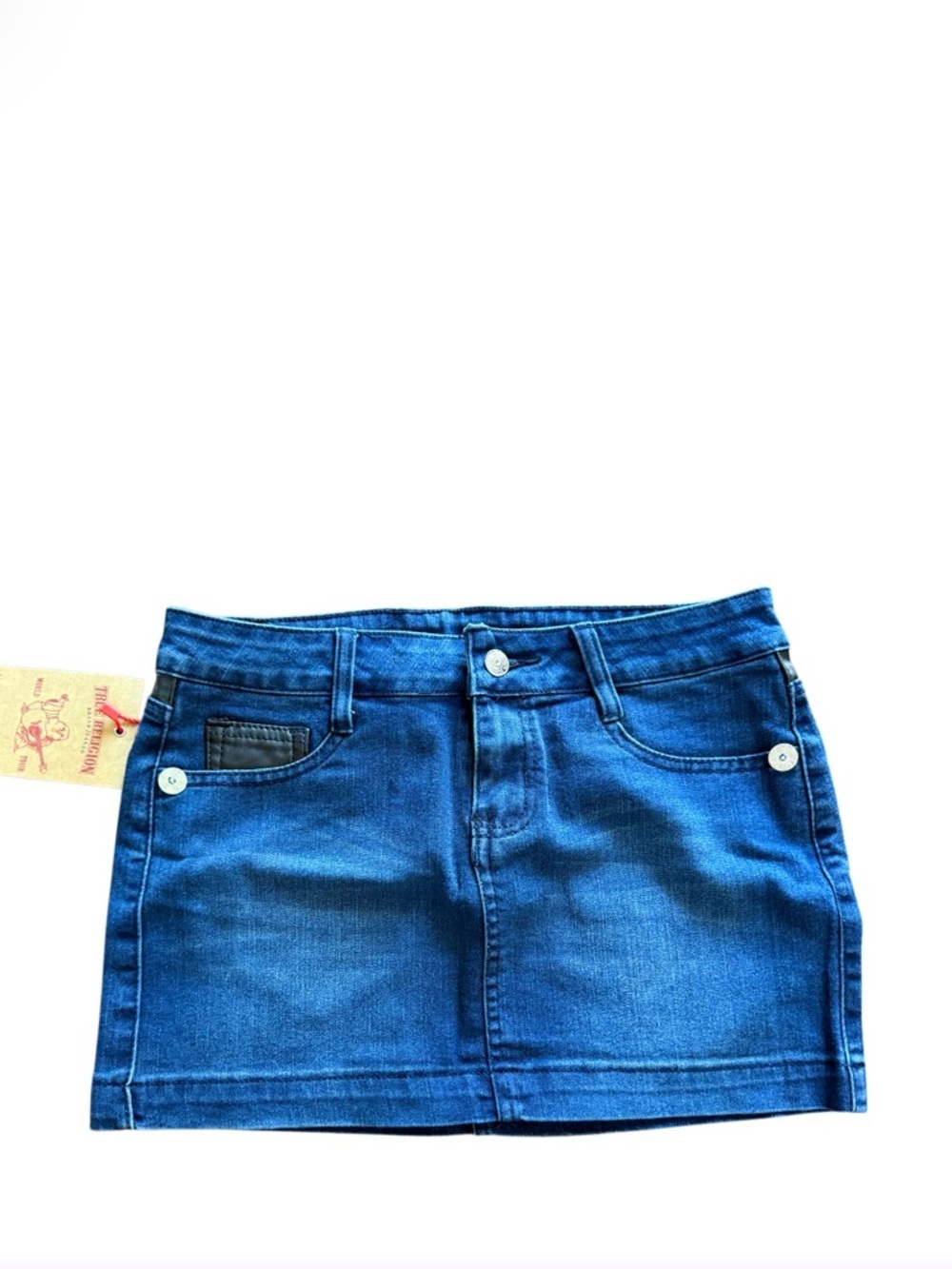 True Religion Classic 5 Pocket Denim Mini Skirt - Blue-Size 27 NWT